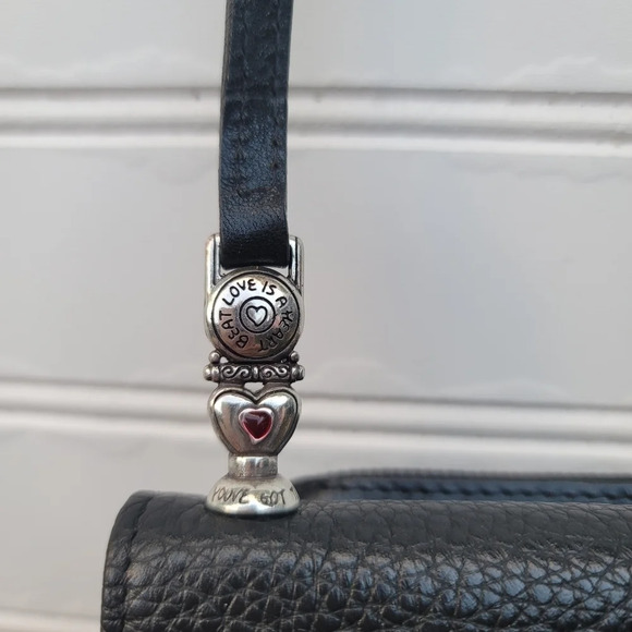 Brighton CUPID Black Leather Red Heart Bag Cross Body Purse Handbag Wallet - Picture 10 of 14